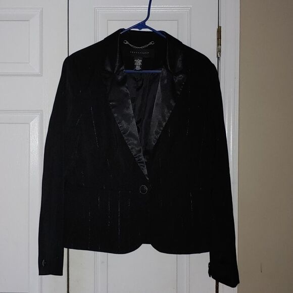 Apostrophe black pinstriped blazer Sz 16 - Picture 1 of 5